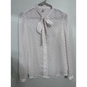 Chiffon by American Apparel Polka Dot Tie-Neck Blouse – White (Women’s S)